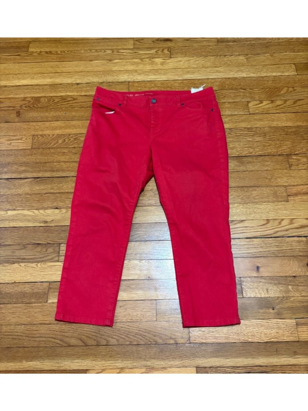 Talbots Womens Slim Crop Jeans Size 14p 14 Petite Red Stretch Denim Preppy